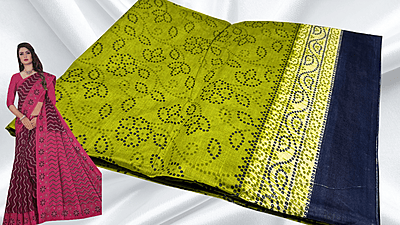 Pushpa Pure Cotton Saree - Leaf Green Pushpa Pure Cotton Saree - Leaf Green