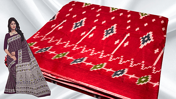 Pushpa Pure Cotton Saree - Apple Red