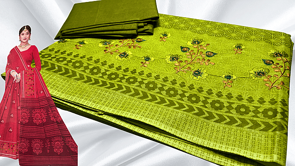 Prajakta Pure Cotton Embroidery Saree - Lime Green