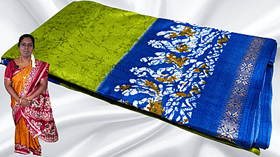 Rhythm Soft Bentex Silk Saree - Leaf Green