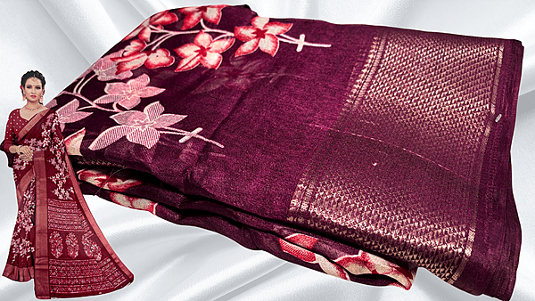 Manvi Fancy Silk Saree - Dark Plum