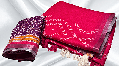 Digital Zalar Cotton Linen Saree - Pink