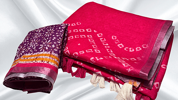 Digital Zalar Cotton Linen Saree - Pink