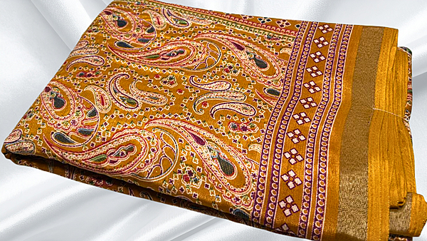 Mal Mal Fancy Soft Silk Saree - Yellow