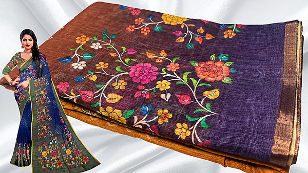 Sindoor Fancy Digital Gradient Saree - Mango Purple