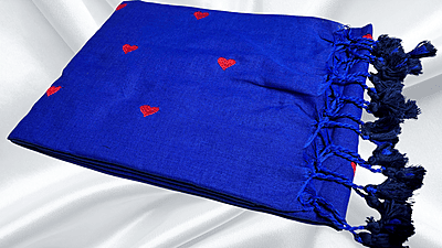 Kadhi Heart Embroidery Cotton Saree - Ink Blue Kadhi Heart Embroidery Cotton Saree - Ink Blue