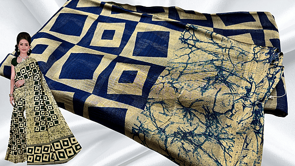 Rangoli Digital Diamond Saree - Blue