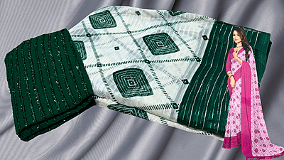 Achal Soft Diamond Saree - Bottle Green