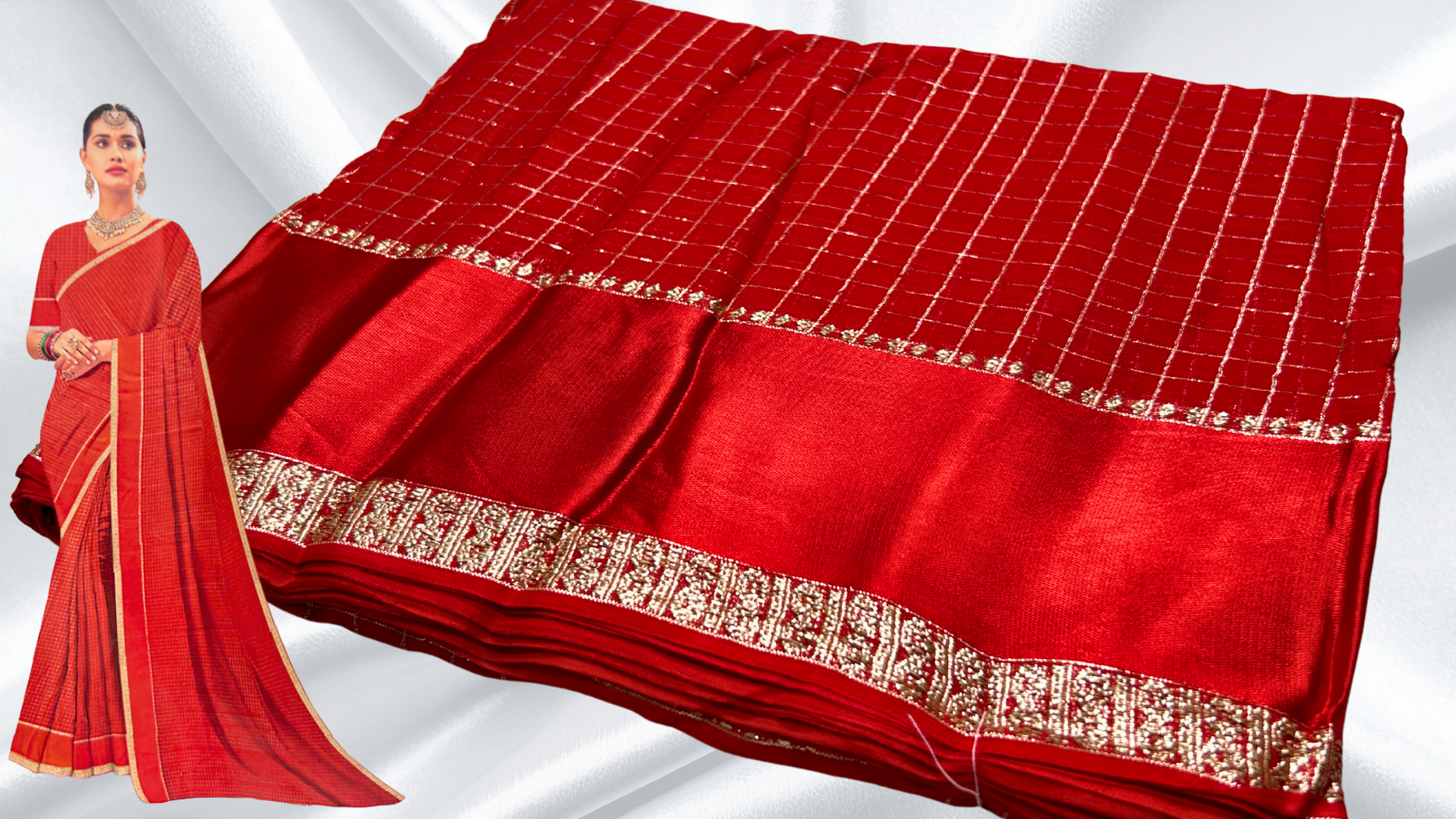 Viscose Georgette Queen Jari Silk Saree - Red