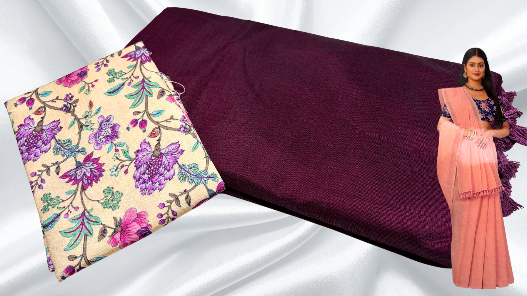 Soft Dermi Cool Cotton Saree - Dark Plum Soft Dermi Cool Cotton Saree - Dark Plum