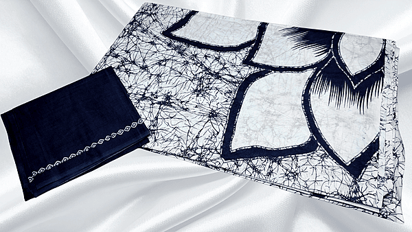Scarlet Pure Cotton Styler Saree - Dark Blue & White