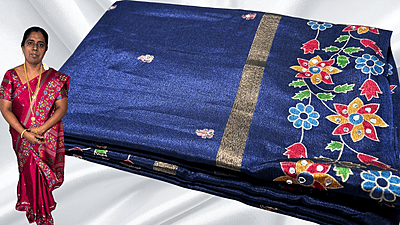 Mirror Beauty Binny Silk Saree - Navy Blue Mirror Beauty Binny Silk Saree - Navy Blue