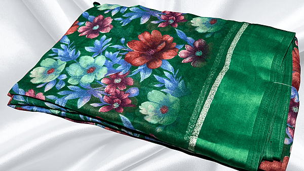 Rich Lady Floral Satin Saree - Rexona