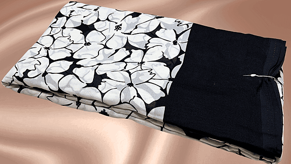 Fini Poly Chiffon Soft Saree - White