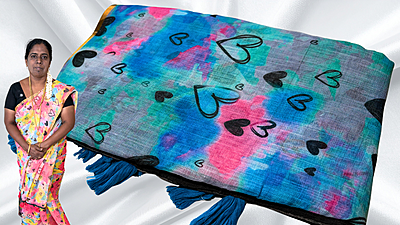 Teacher's Uniform Soft Heart Rainbow Saree - Blue Teacher's Uniform Soft Heart Rainbow Saree - Blue