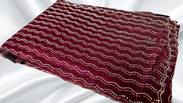 Space Silk Designer Stone PVC Saree - Dark Plum
