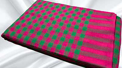 Jyotsna Soft Checks Cotton Saree - Magenta & Green