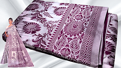Sada Special White Thread Work Saree - Purple Sada Special White Thread Work Saree - Purple