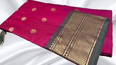Gold Kanchi Semi Silk Saree - Magenta Gold Kanchi Semi Silk Saree - Magenta