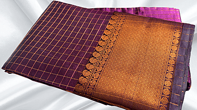Fancy Sun Rise Copper Jari Saree - Dark Plum Fancy Sun Rise Copper Jari Saree - Dark Plum