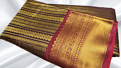 Kanchi Silk Gold Jari Saree - Brown
