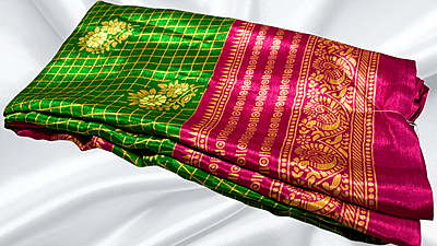 Fini Soft Turkey Silk Saree - Parrot Green