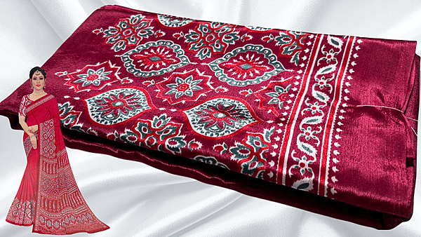 Crape Silk Print Pattern Saree - Magenta