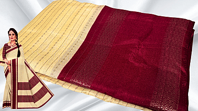 Googal Soft Jari Fancy Silk Saree - Cream Googal Soft Jari Fancy Silk Saree - Cream