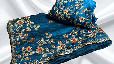Express Girl Designer Space Silk Saree - Aqua Express Girl Designer Space Silk Saree - Aqua
