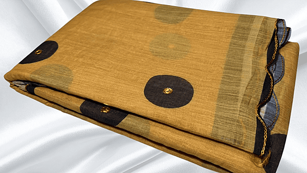 Linen Magic Kalamkari Design Saree - Dark Cream