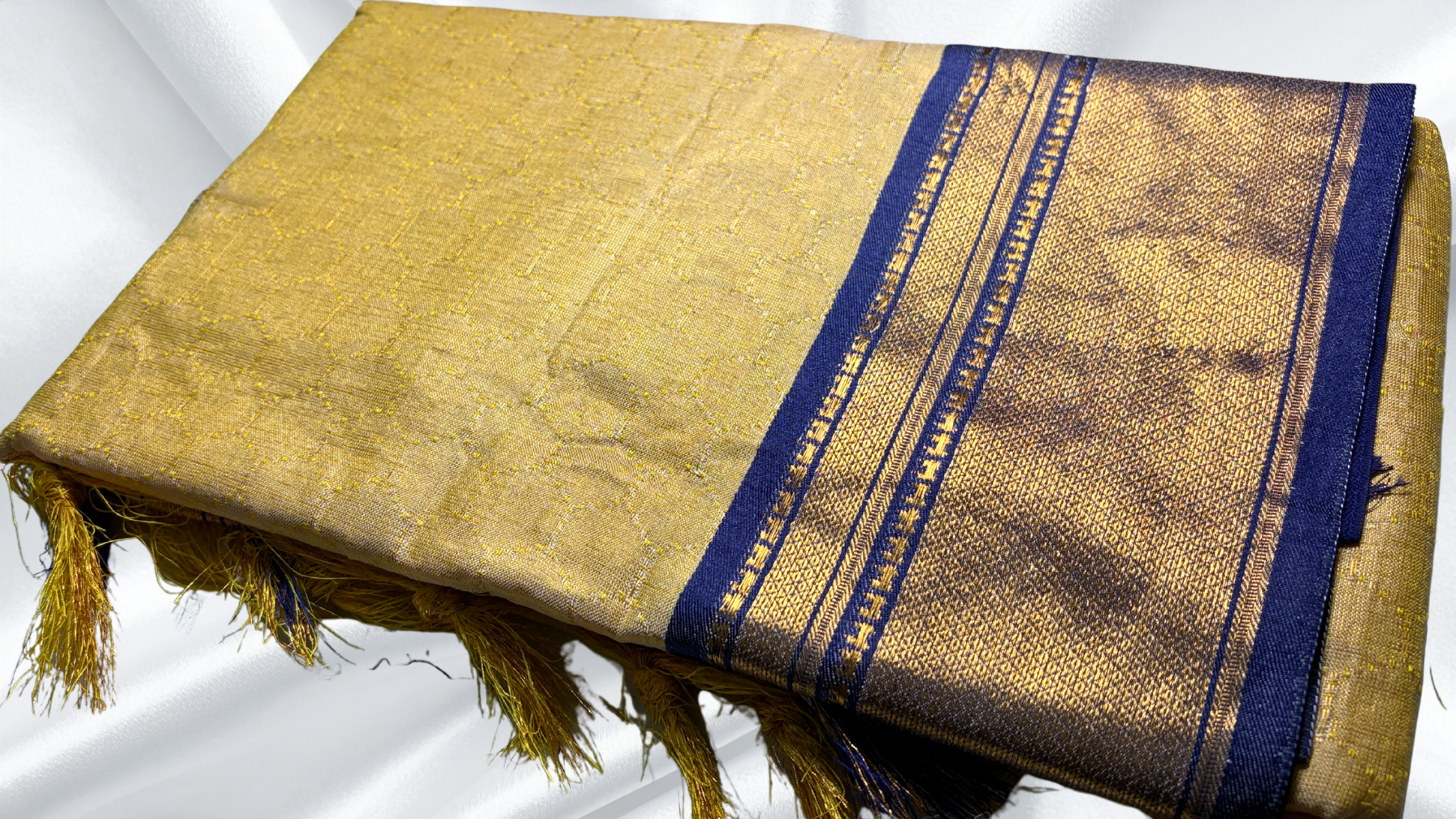 Bingo Gold Tissue Jari Silk Saree - Dark Blue Bingo Gold Tissue Jari Silk Saree - Dark Blue