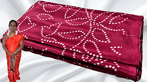 Fini Soft Ajrak Saree - Magenta