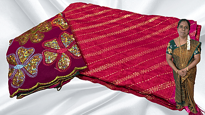 Suchitra Floral Brasso Designer Saree - Rani Pink Suchitra Floral Brasso Designer Saree - Rani Pink
