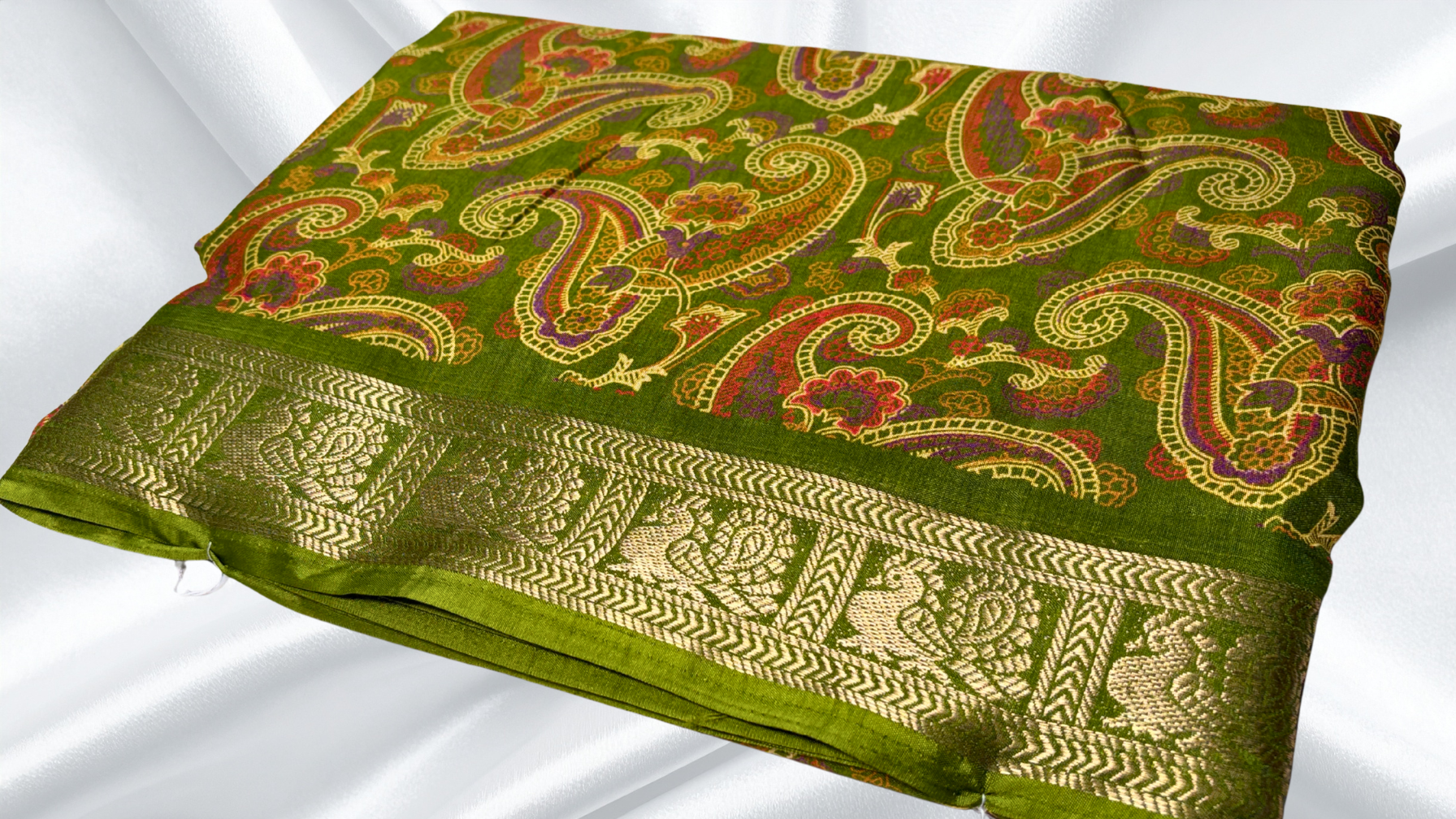 Aarvi Binny Silk Peacock Jari Saree - Leaf Aarvi Binny Silk Peacock Jari Saree - Leaf