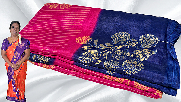 Fini Soft Turkey Line Silk Saree - Bubble Pink