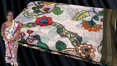 Tarana Mirror Kalankari Design Saree - Moss Green Tarana Mirror Kalankari Design Saree - Moss Green