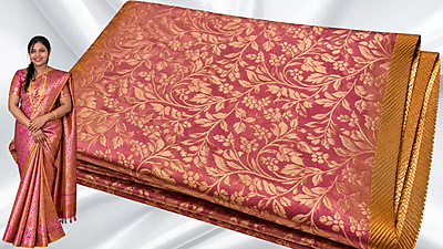 Aparajita Floral Silk Jari Saree - Pink Aparajita Floral Silk Jari Saree - Pink