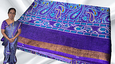 Mal Soft Cotton Gold Border Saree - Purple Mal Soft Cotton Gold Border Saree - Purple