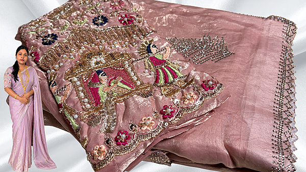 Sonal Light Designer Pallak Saree - Peach