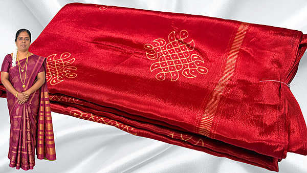 Fini Soft Turkey Kolam Saree - Red