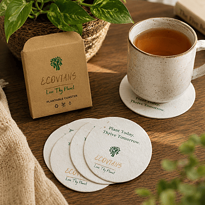Plantable coasters set of 4 made from seed paper for eco-friendly use