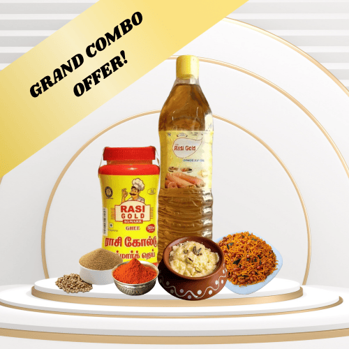 Traditional Delight Combo – Ghee, Gingelly Oil & Homemade Delicacies