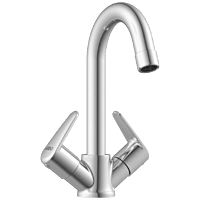AL-1415 Center Hole Basin Mixer With Swinging Spout With Braided Hoses (Table Mounted Model)