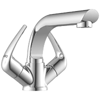 CM-2515 Center Hole Basin Mixer With Swinging Spout With Braided Hoses (Table Mounted Model)