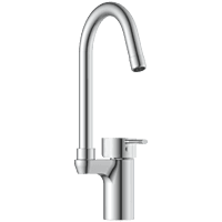 LX-1342 Single Lever Basin Mixer With Swinging Spout With Braided Hoses (Table Mounted Model)