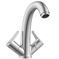 PR-2115 Center Hole Basin Mixer With Braided Hoses (Table Mounted Model)