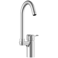 PR-2142 Single Lever Basin Mixer With Swinging Spout With Braided Hoses (Table Mounted Model)