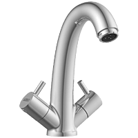 EL-1815 Center Hole Basin Mixer With Swinging Spout With Braided Hoses (Table Mounted Model)
