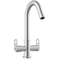 NE-1615 Center Hole Basin Mixer With Swinging Spout With Braided Hoses (Table Mounted Model)