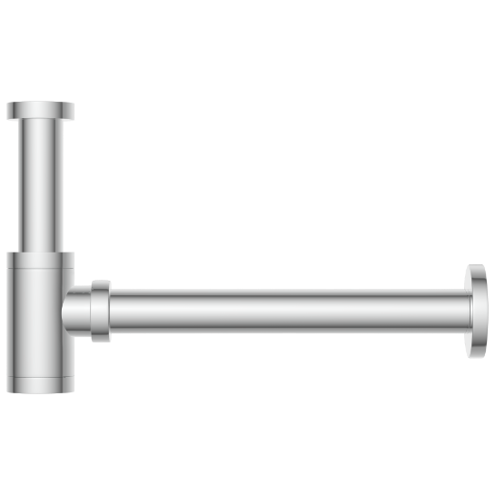 AC-36 Brass Round Bottle Trap With Long Wall Connection Pipe & Wall Flange